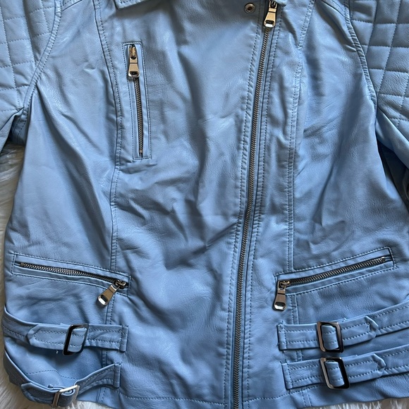blue faux leather jacket - Picture 5 of 11